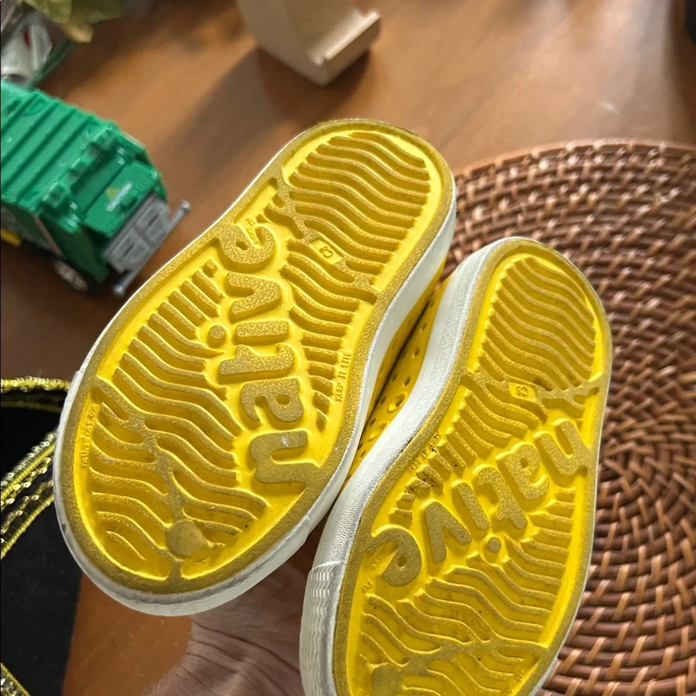 Native Kids Bright Yellow Slip-On Water Shoes with White Toe